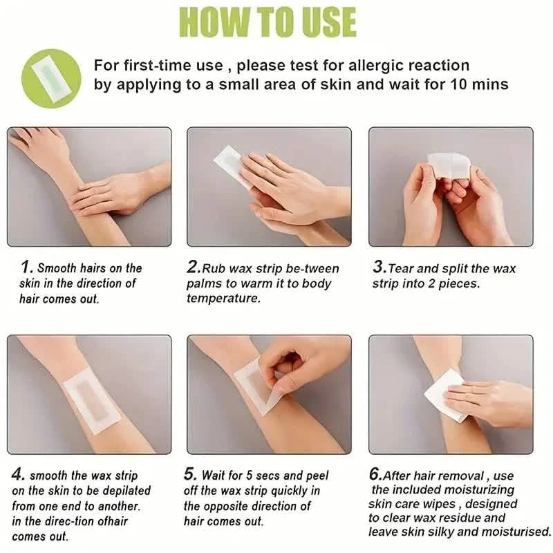 20-Pack: Green Aloe Vera Hair Removal Wax Strips-20-Pack: Green Aloe Vera Hair Removal Wax Strips