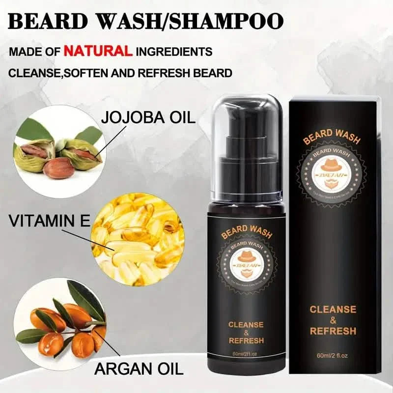 Grooming Kit w/Beard Conditioner, Oil, Balm, Brush, Wash, Comb, Scissor, Bag, E-Book-Grooming Kit w/Beard Conditioner, Oil, Balm, Brush, Wash, Comb, Scissor, Bag, E-Book
