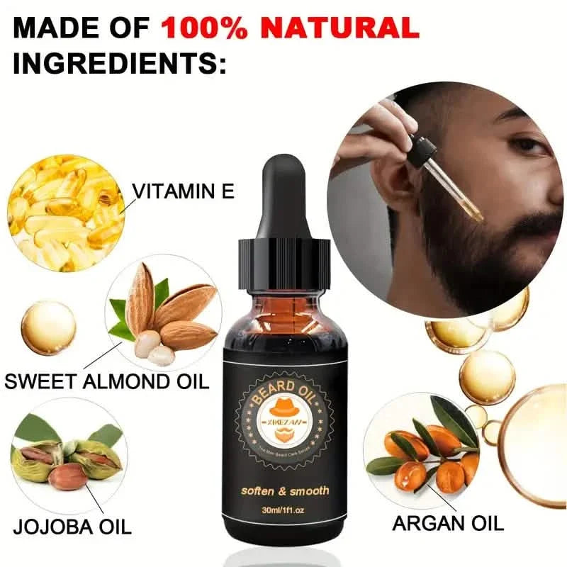 Grooming Kit w/Beard Conditioner, Oil, Balm, Brush, Wash, Comb, Scissor, Bag, E-Book-Grooming Kit w/Beard Conditioner, Oil, Balm, Brush, Wash, Comb, Scissor, Bag, E-Book