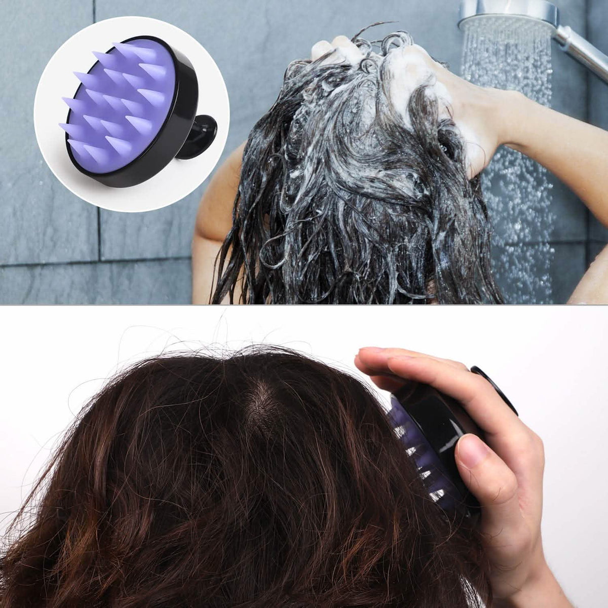 Hair Shampoo Brush with Soft Silicone Scalp Massager-Hair Shampoo Brush with Soft Silicone Scalp Massager