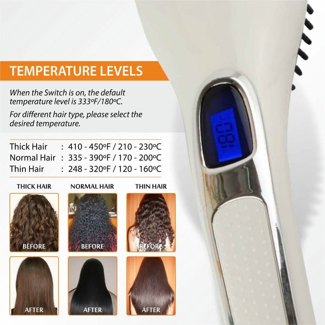 Hair Straightening Brush ION heating technology, Temperature Control-Hair Straightening Brush ION heating technology, Temperature Control