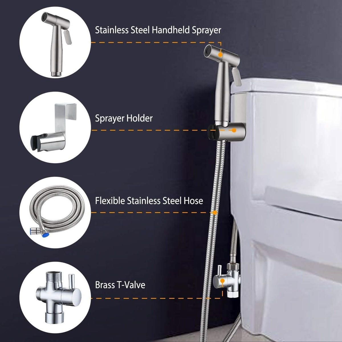 Handheld Bidet Sprayer Stainless Steel-Handheld Bidet Sprayer Stainless Steel