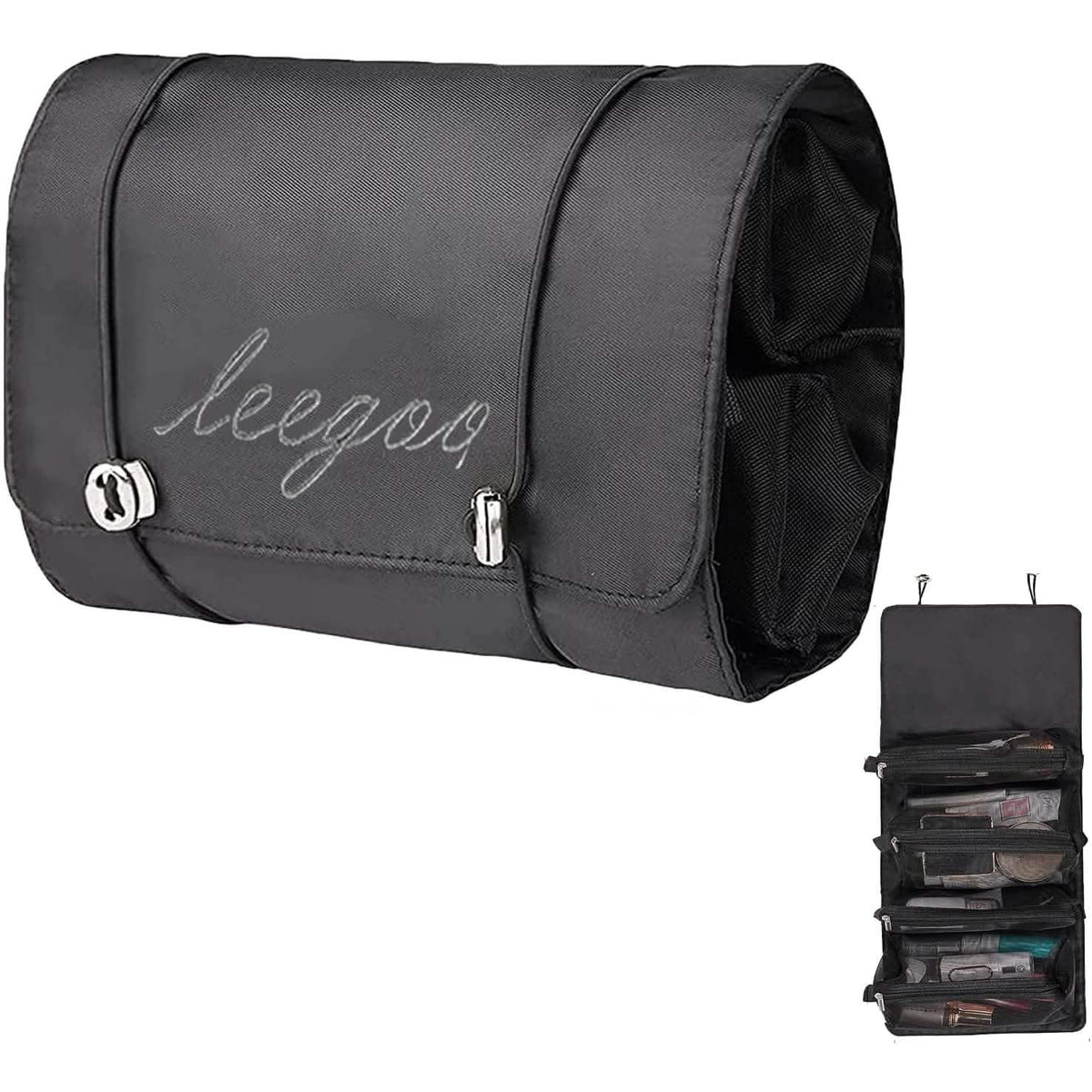 Hanging Roll-Up Makeup Bag-Hanging Roll-Up Makeup Bag