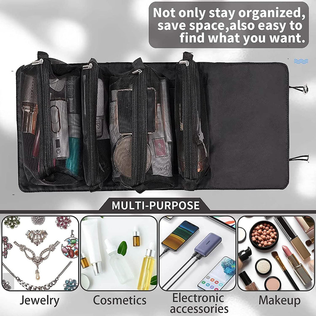 Hanging Roll-Up Makeup Bag-Hanging Roll-Up Makeup Bag