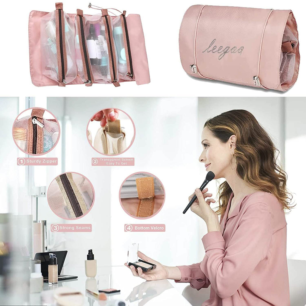Hanging Roll-Up Makeup Bag-Hanging Roll-Up Makeup Bag