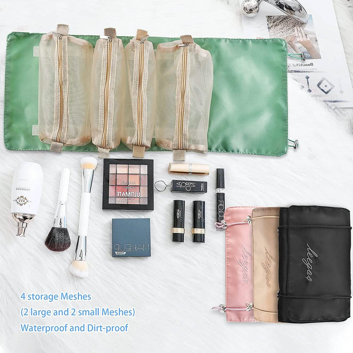 Hanging Roll-Up Makeup Bag-Hanging Roll-Up Makeup Bag
