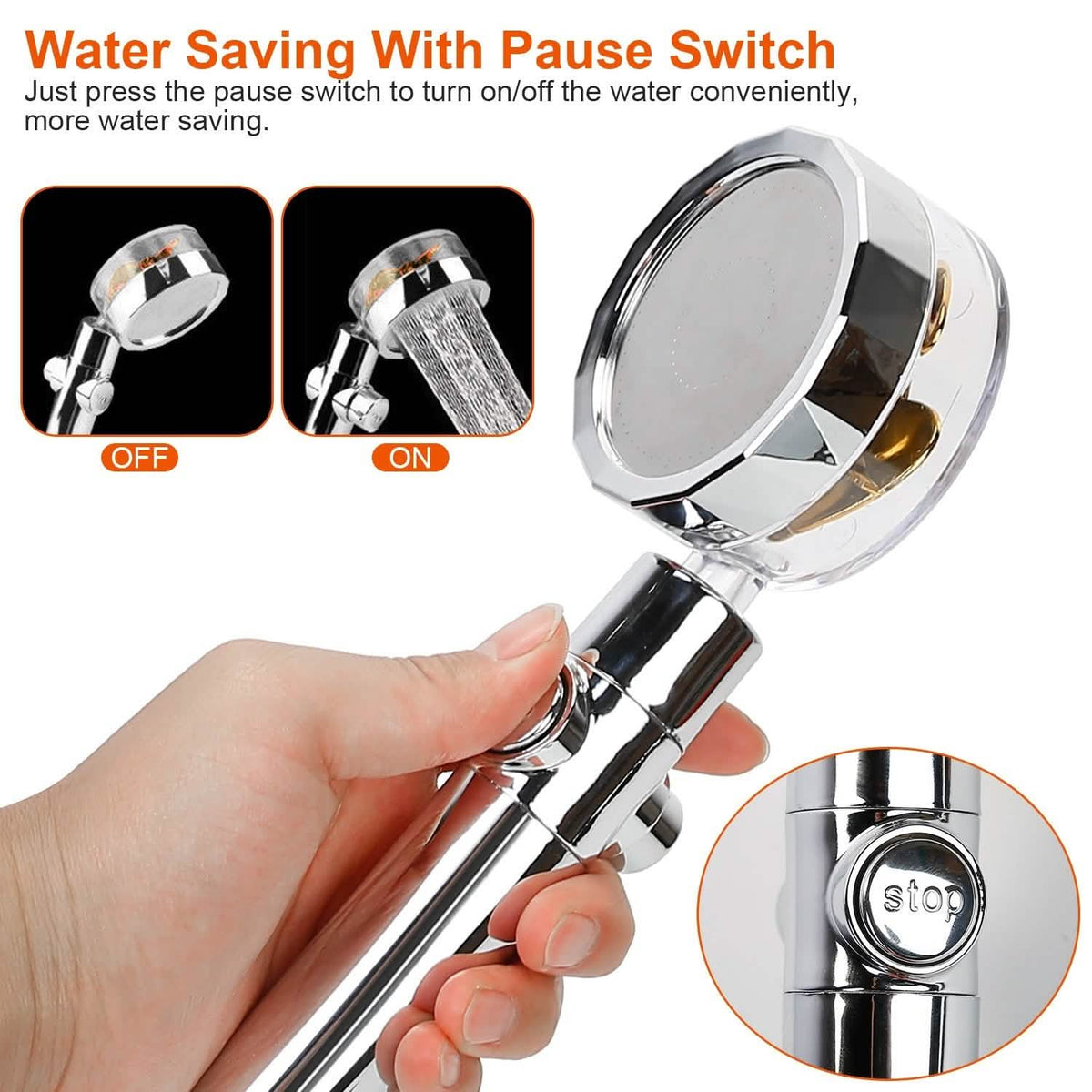 High Pressure Shower Head 360¬∞ Rotating Water Saving Handheld Shower Head-High Pressure Shower Head 360¬∞ Rotating Water Saving Handheld Shower Head