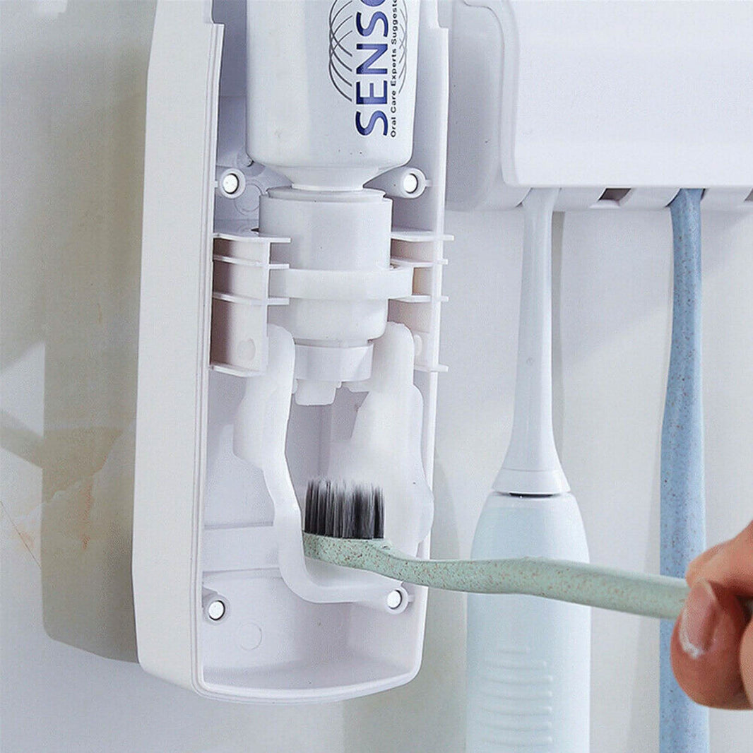 Home Automatic Toothpaste Dispenser + 5 Toothbrush Holder Set-Home Automatic Toothpaste Dispenser + 5 Toothbrush Holder Set