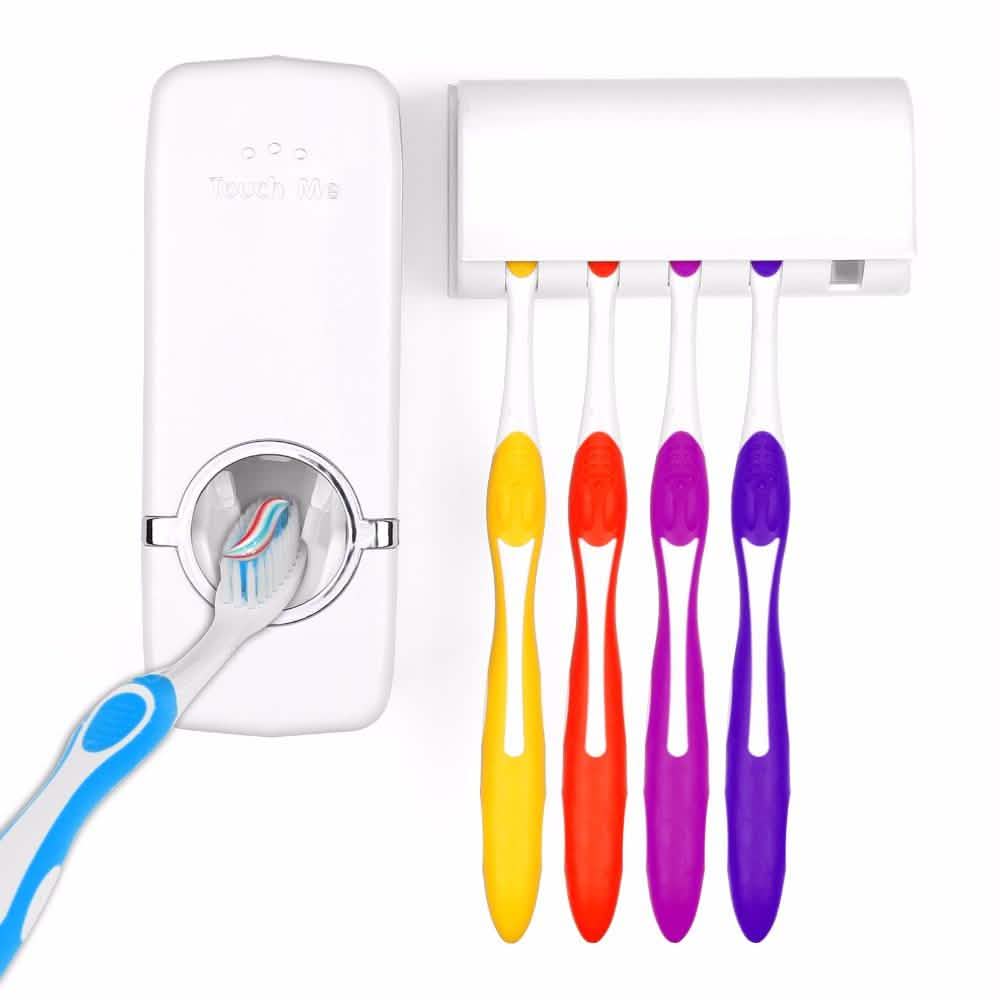 Home Automatic Toothpaste Dispenser + 5 Toothbrush Holder Set-Home Automatic Toothpaste Dispenser + 5 Toothbrush Holder Set