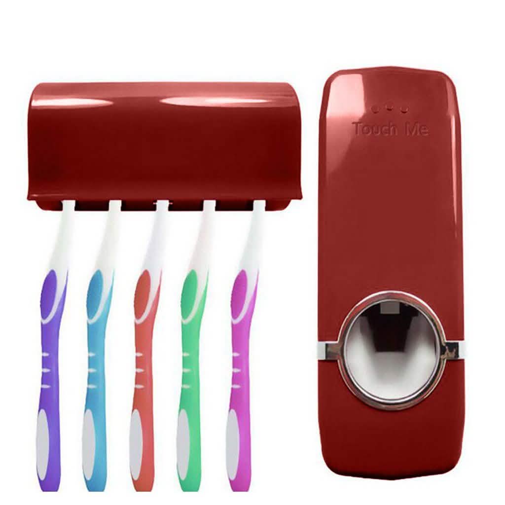 Home Automatic Toothpaste Dispenser + 5 Toothbrush Holder Set-Home Automatic Toothpaste Dispenser + 5 Toothbrush Holder Set