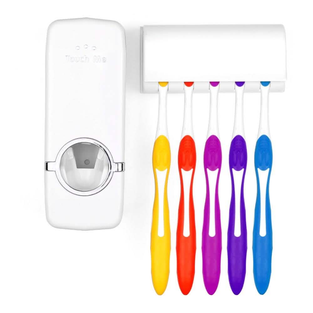 Home Automatic Toothpaste Dispenser + 5 Toothbrush Holder Set-Home Automatic Toothpaste Dispenser + 5 Toothbrush Holder Set