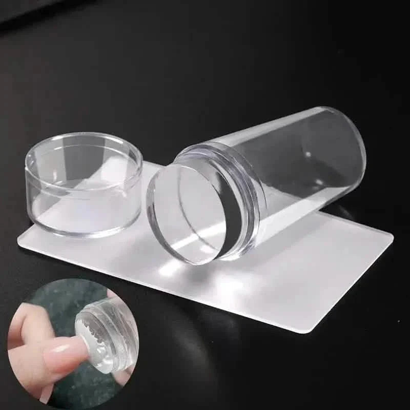 Hypoallergenic Silicone Nail Stamper and Scraper Set for French Manicure Stamping Plate-Hypoallergenic Silicone Nail Stamper and Scraper Set for French Manicure Stamping Plate