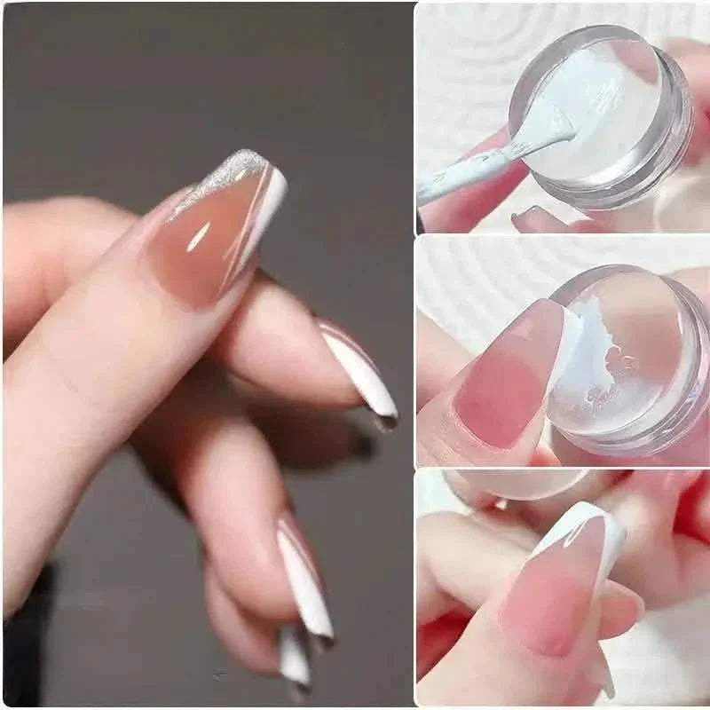 Hypoallergenic Silicone Nail Stamper and Scraper Set for French Manicure Stamping Plate-Hypoallergenic Silicone Nail Stamper and Scraper Set for French Manicure Stamping Plate