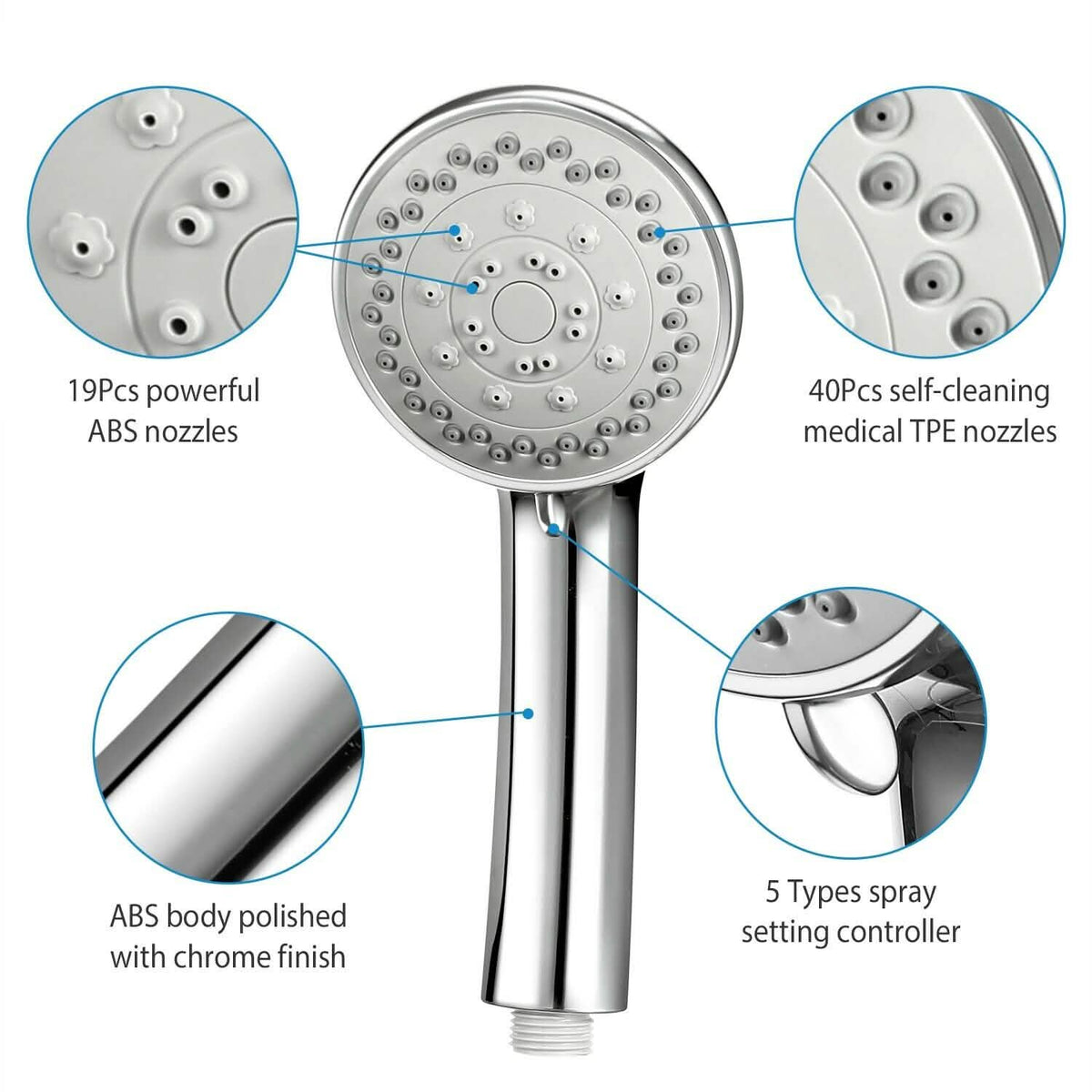 iMountek Handheld Stainless Shower Hand-iMountek Handheld Stainless Shower Hand
