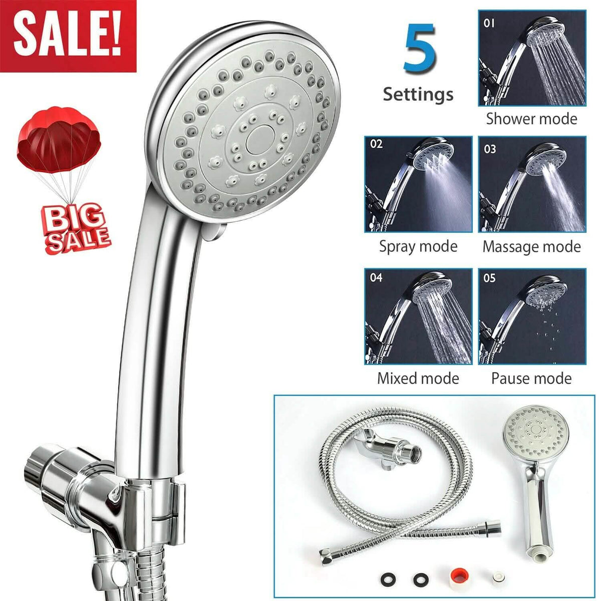 iMountek Handheld Stainless Shower Hand-iMountek Handheld Stainless Shower Hand