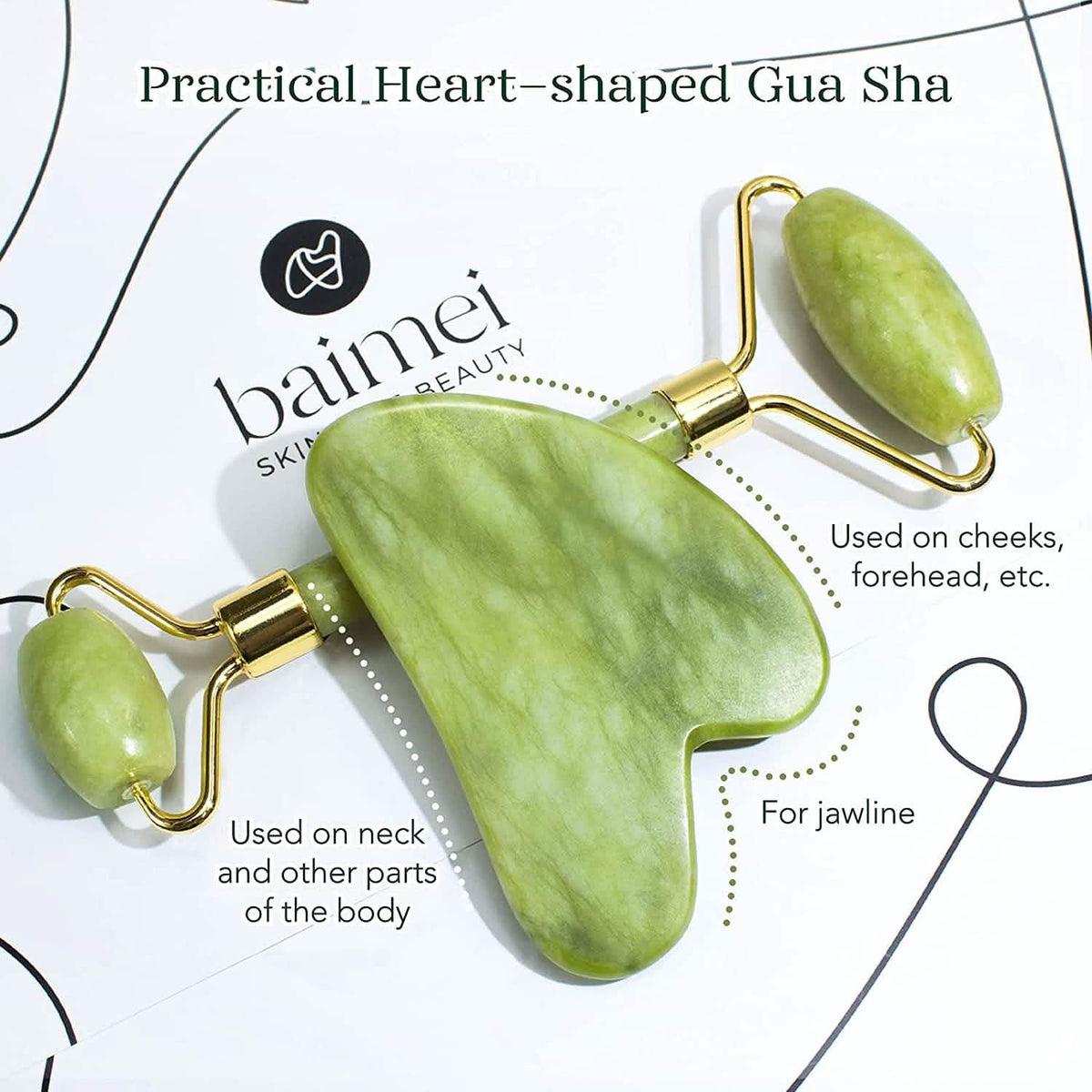 Jade Roller & Gua Sha Set Facial Beauty Tools Face Roller Skin Massager-Jade Roller & Gua Sha Set Facial Beauty Tools Face Roller Skin Massager