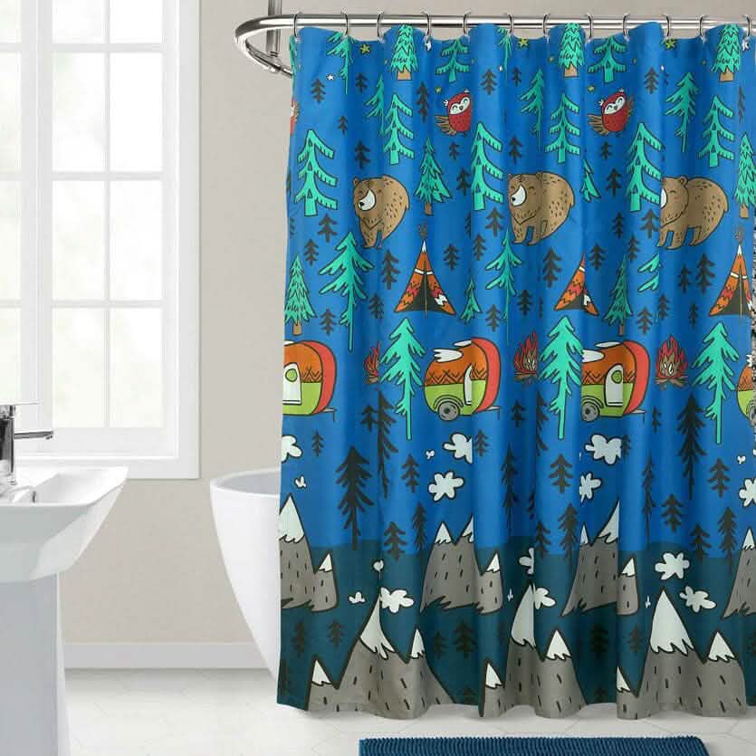 Kidz Mix Camping Explorer Shower Curtain-Kidz Mix Camping Explorer Shower Curtain