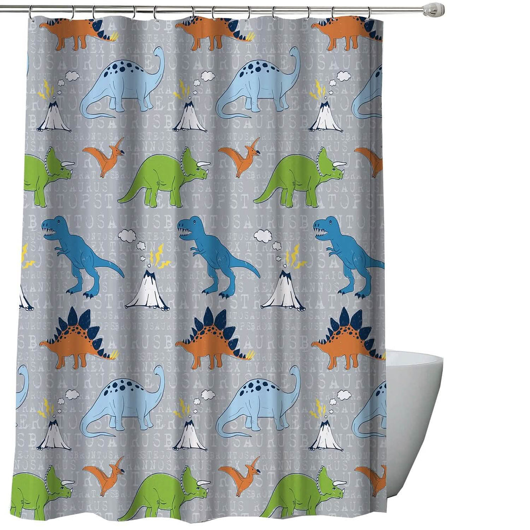 Kidz Mix Dinosaur Walk Shower Curtain-Kidz Mix Dinosaur Walk Shower Curtain