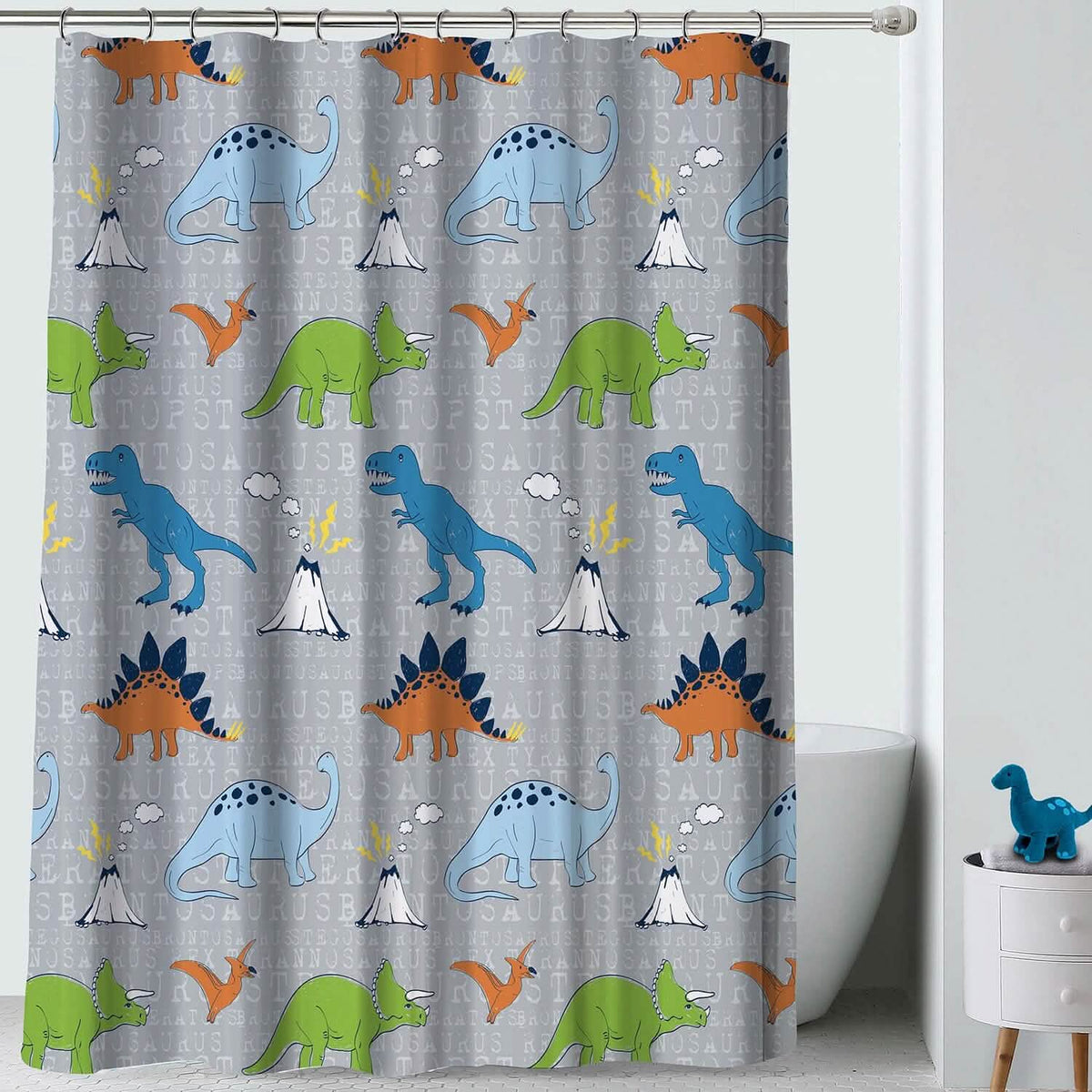 Kidz Mix Dinosaur Walk Shower Curtain-Kidz Mix Dinosaur Walk Shower Curtain