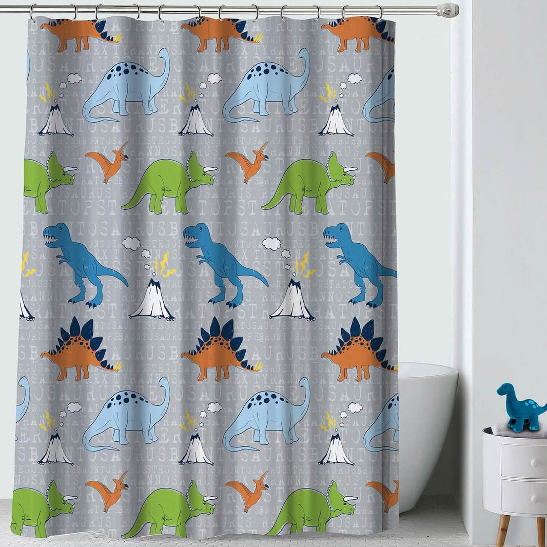 Kidz Mix Dinosaur Walk Shower Curtain-Kidz Mix Dinosaur Walk Shower Curtain