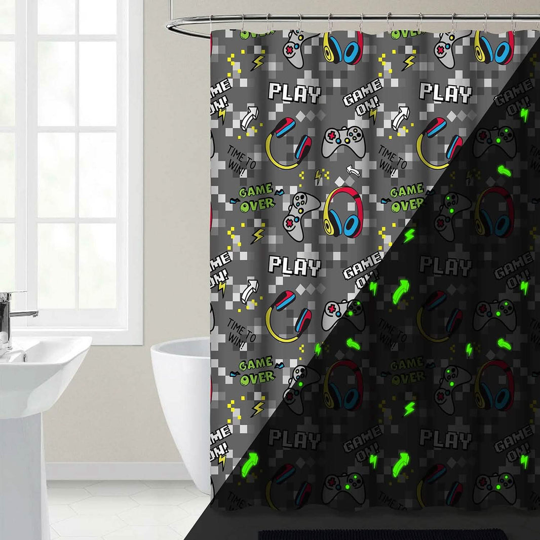 Kidz Mix Game on Glow-in-the-Dark Shower Curtain-Kidz Mix Game on Glow-in-the-Dark Shower Curtain