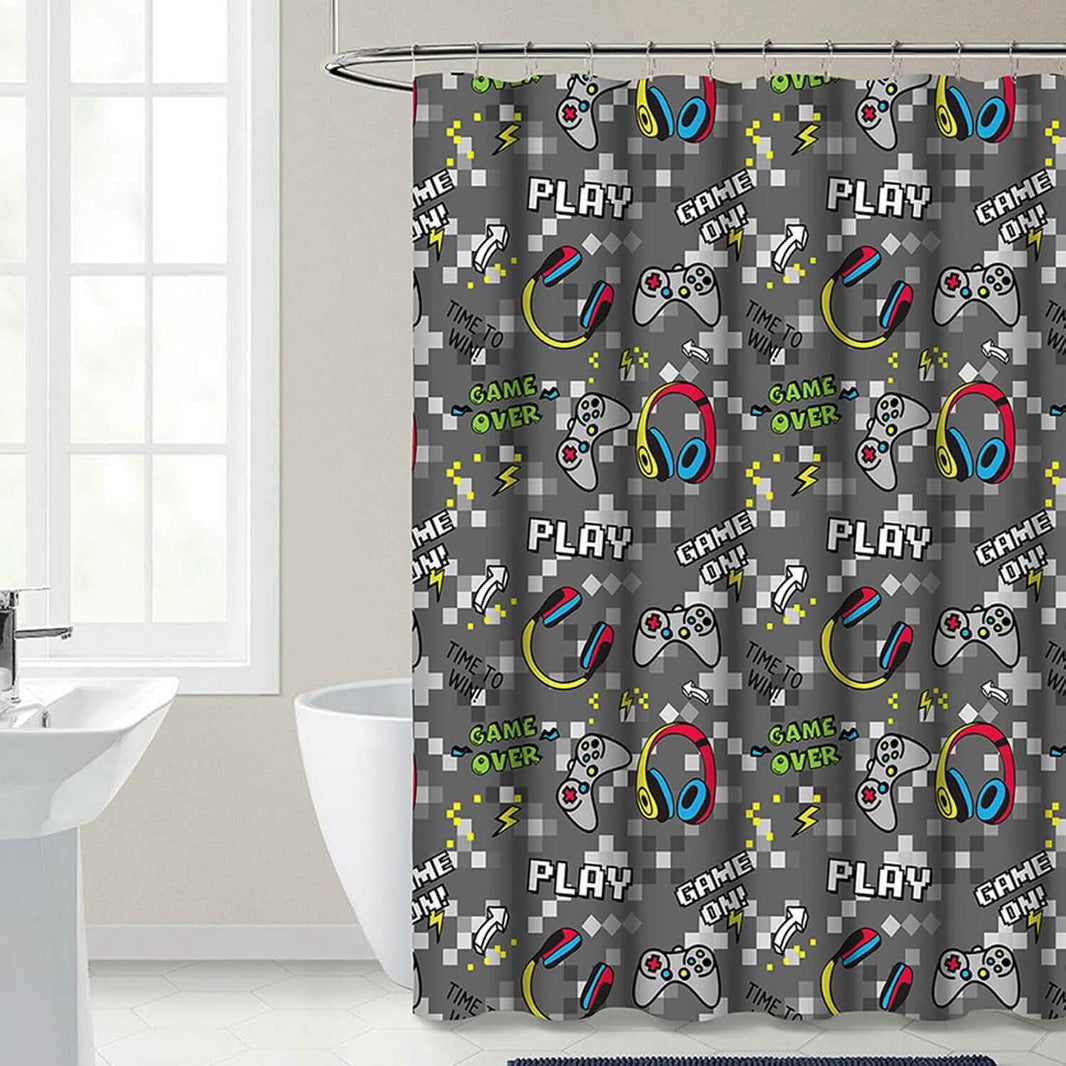 Kidz Mix Game on Glow-in-the-Dark Shower Curtain-Kidz Mix Game on Glow-in-the-Dark Shower Curtain