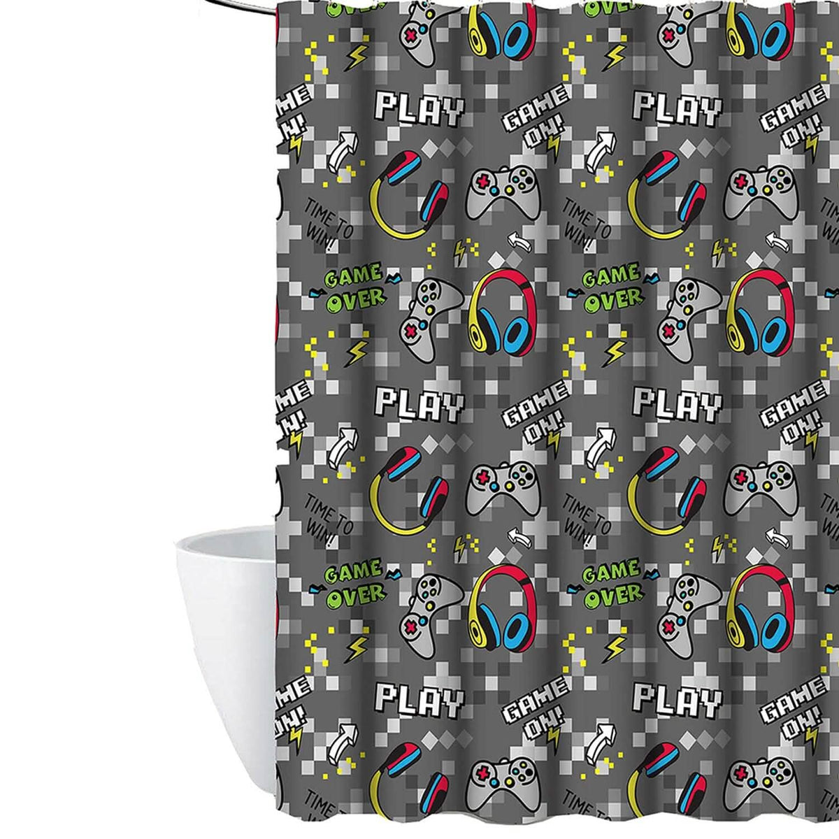 Kidz Mix Game on Glow-in-the-Dark Shower Curtain-Kidz Mix Game on Glow-in-the-Dark Shower Curtain
