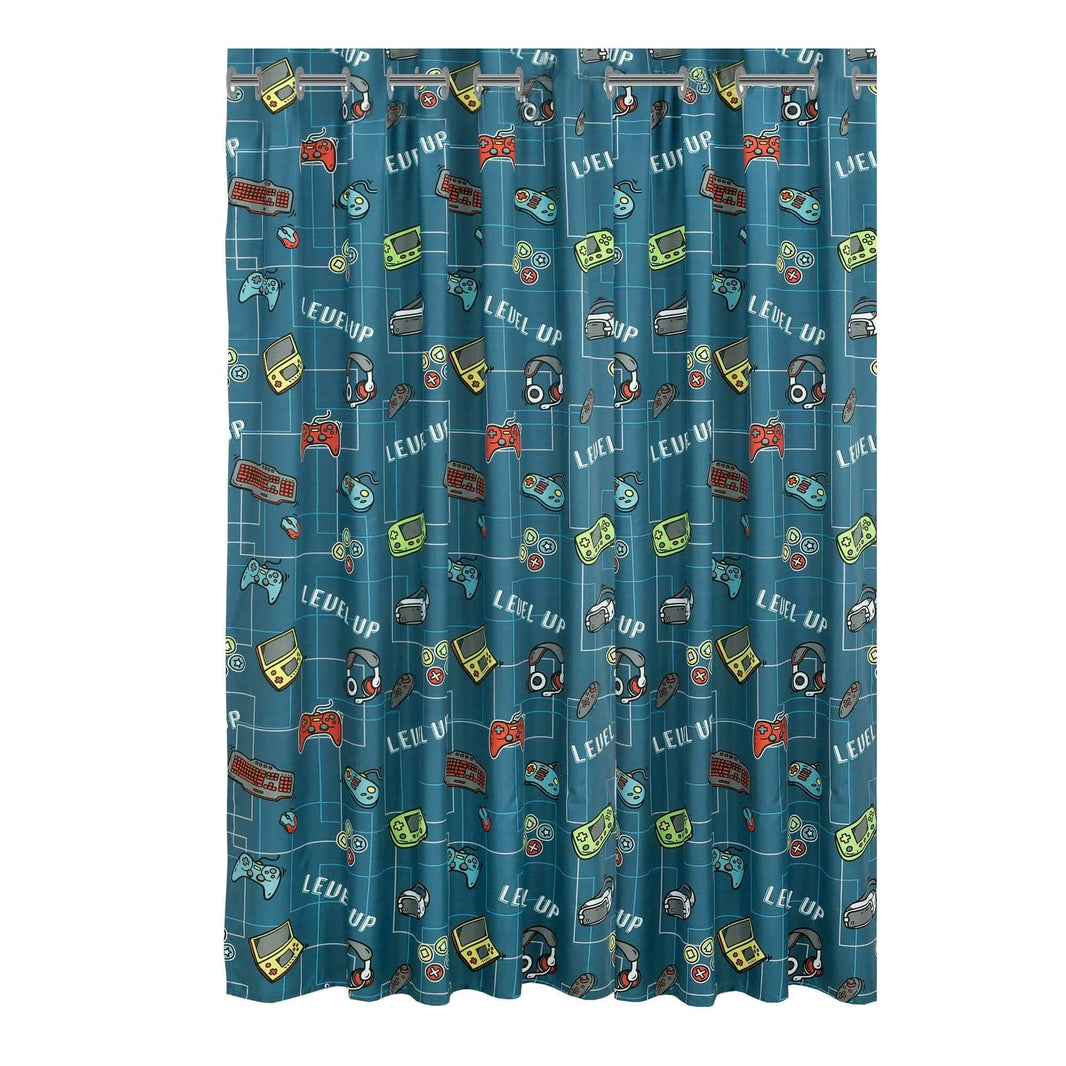 Kidz Mix Level Up Glow-in-the-Dark Shower Curtain-Kidz Mix Level Up Glow-in-the-Dark Shower Curtain