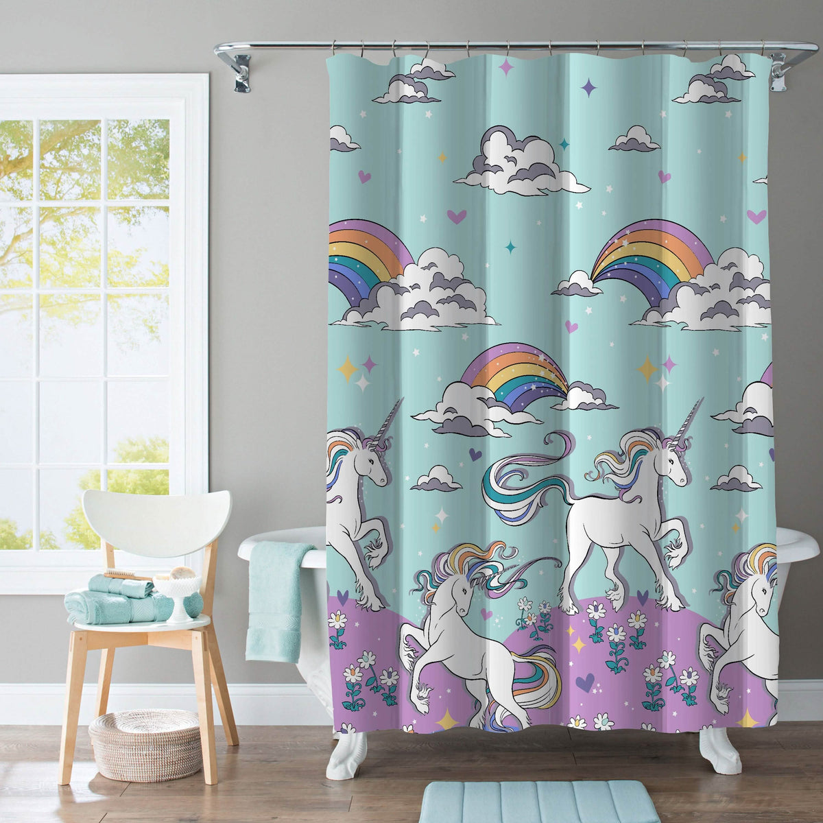 Kidz Mix Magical Unicorn Shower Curtain-Kidz Mix Magical Unicorn Shower Curtain