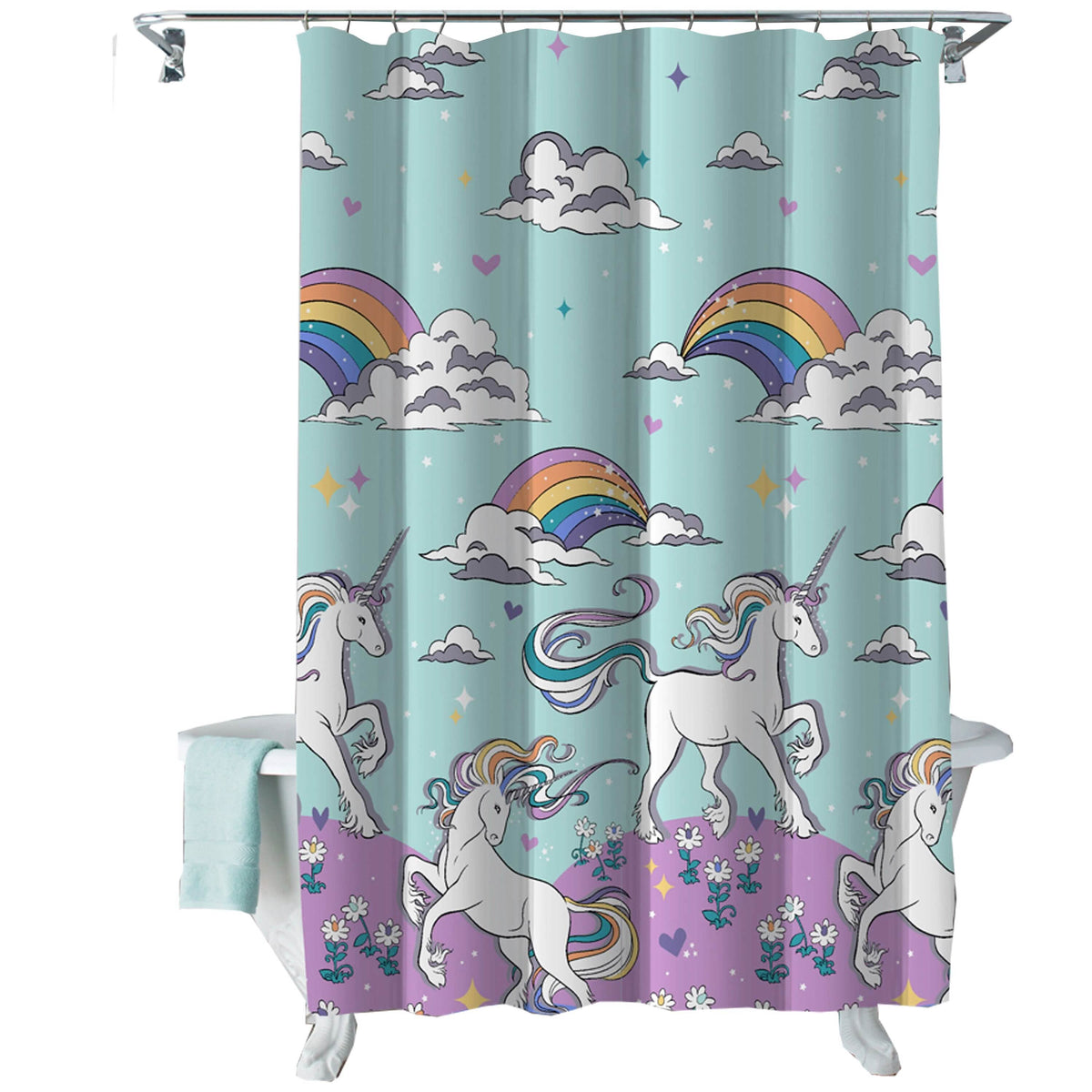 Kidz Mix Magical Unicorn Shower Curtain-Kidz Mix Magical Unicorn Shower Curtain