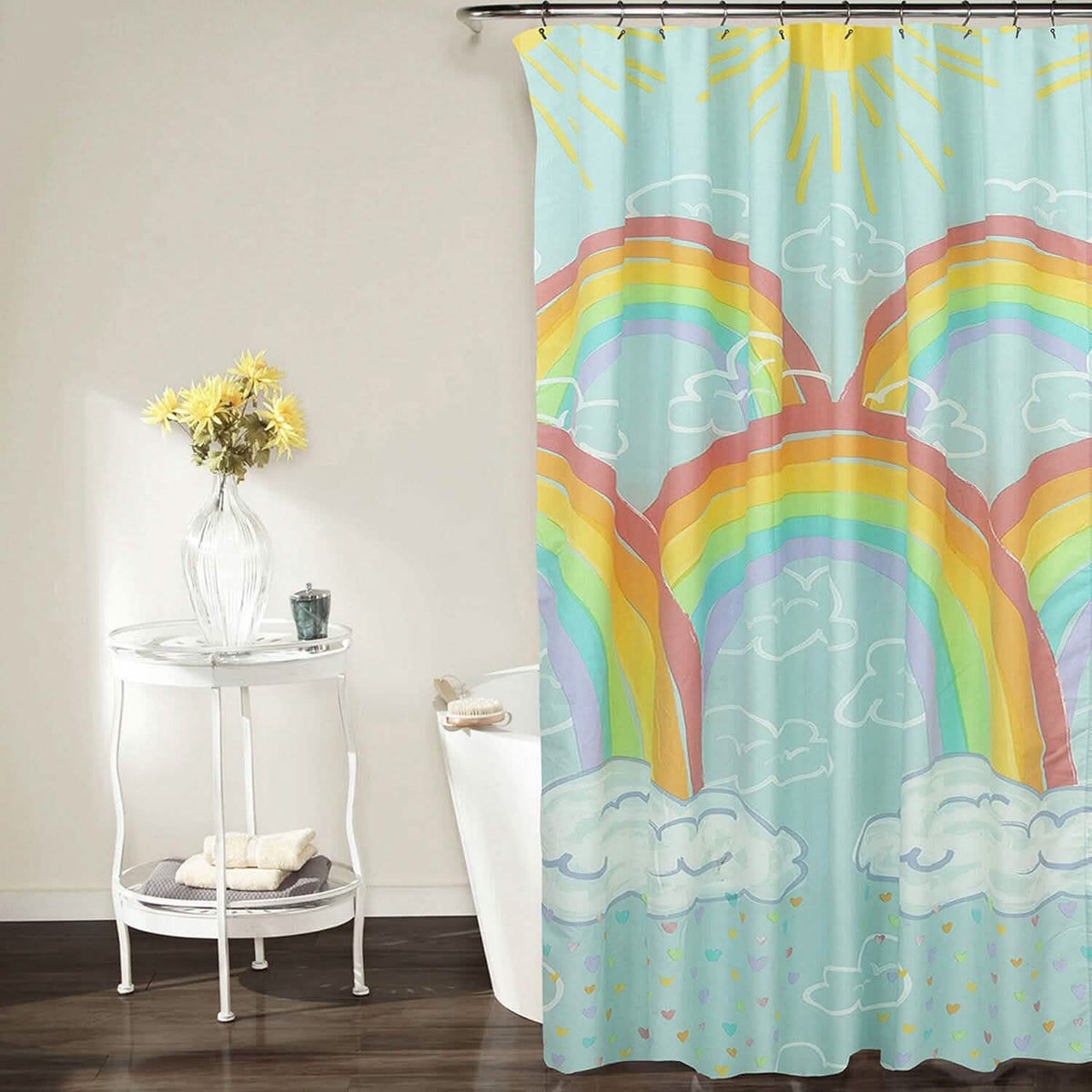 Kidz Mix Rainbow Clouds Shower Curtain-Kidz Mix Rainbow Clouds Shower Curtain