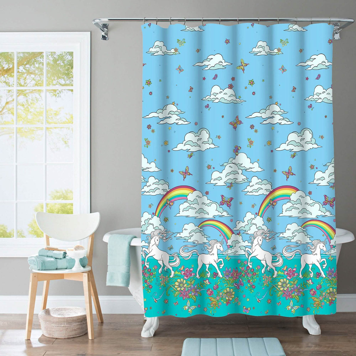 Kidz Mix Unicorn Rainbow Shower Curtain-Kidz Mix Unicorn Rainbow Shower Curtain