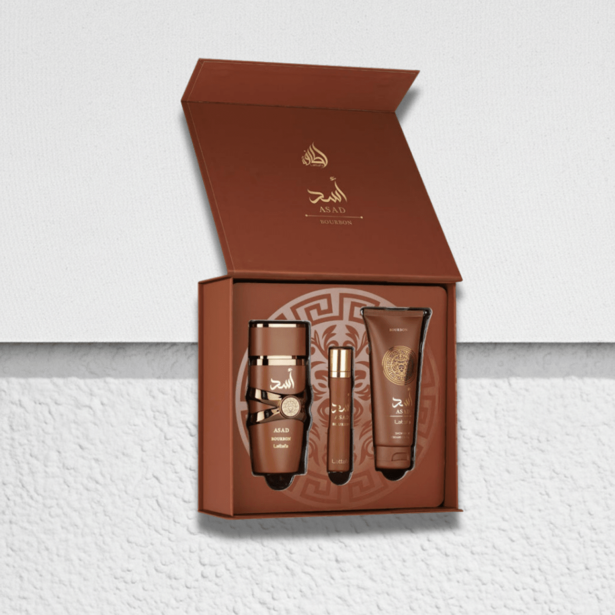 Lattafa Asad Bourbon 3 pcs Gift Set-Lattafa Asad Bourbon 3 pcs Gift Set