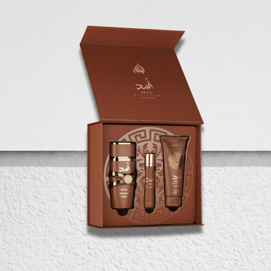Lattafa Asad Bourbon 3 pcs Gift Set-Lattafa Asad Bourbon 3 pcs Gift Set