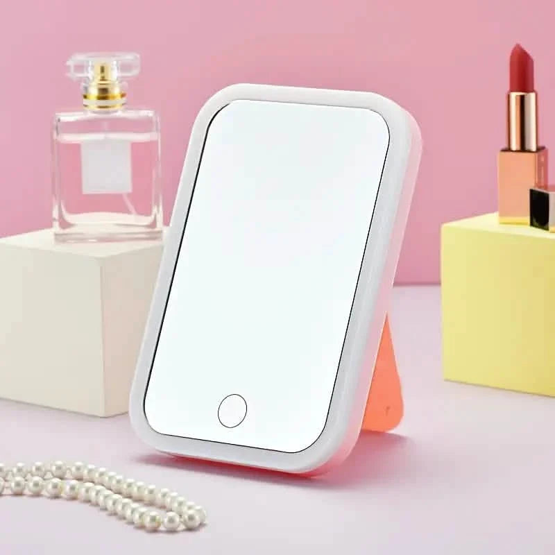 LED Makeup Mirror Touch Screen 3 Light Portable Standing Folding Vanity Mirror-LED Makeup Mirror Touch Screen 3 Light Portable Standing Folding Vanity Mirror