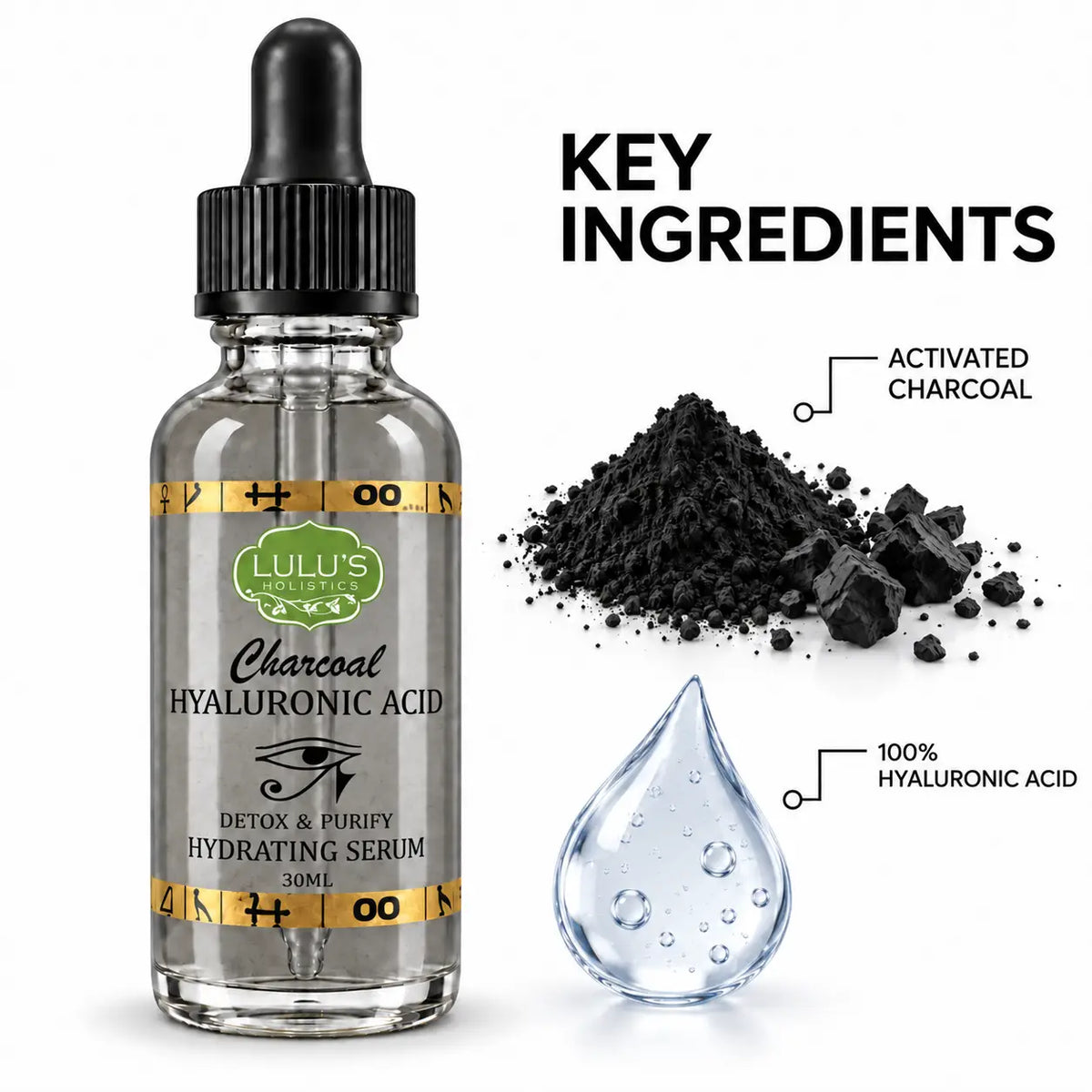 Lulu's Holistics Charcoal Hyaluronic Acid Detox & Purify Hydrating Serum (30ml)-Lulu's Holistics Charcoal Hyaluronic Acid Detox & Purify Hydrating Serum (30ml)
