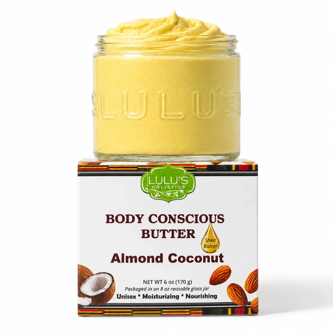 Lulu's Holistics Almond Coconut Glowing Whipped Body Butter with Raw African Yellow Shea Base-Lulu's Holistics Almond Coconut Glowing Whipped Body Butter with Raw African Yellow Shea Base