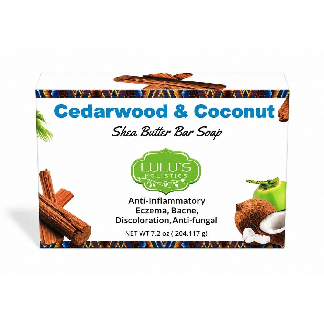 Lulu's Holistics Cedarwood Coconut Shea Butter Bar Soap – Balancing Cleanse-Lulu's Holistics Cedarwood Coconut Shea Butter Bar Soap – Balancing Cleanse
