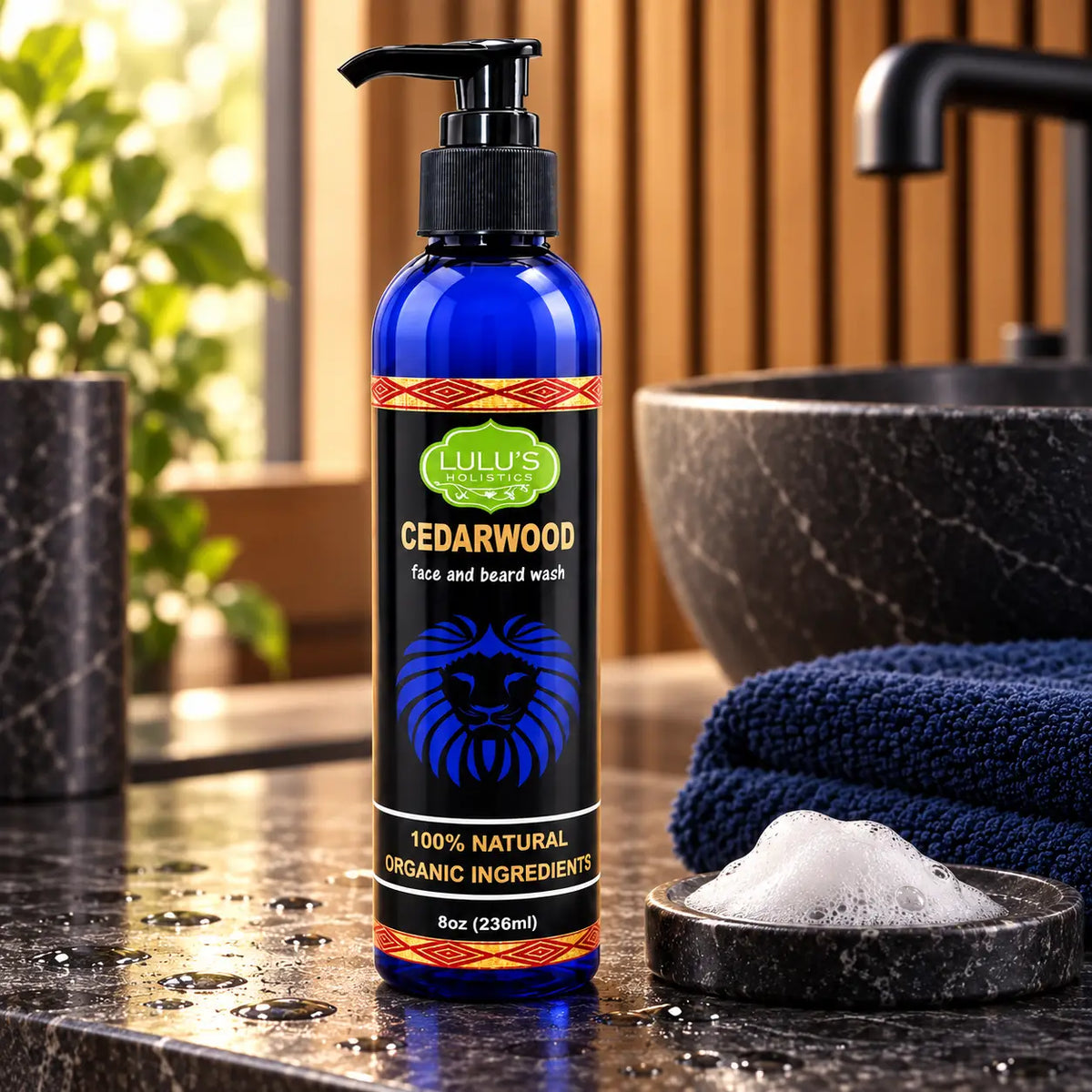 Lulu's Holistics Cedarwood Face & Beard Soothing Conditioning Wash (8oz)-Lulu's Holistics Cedarwood Face & Beard Soothing Conditioning Wash (8oz)
