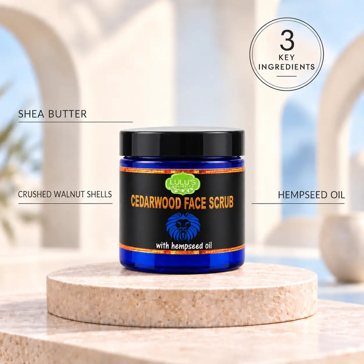 Lulu's Holistics Cedarwood & Hemp Seed Exfoliating Face Scrub (4oz)-Lulu's Holistics Cedarwood & Hemp Seed Exfoliating Face Scrub (4oz)