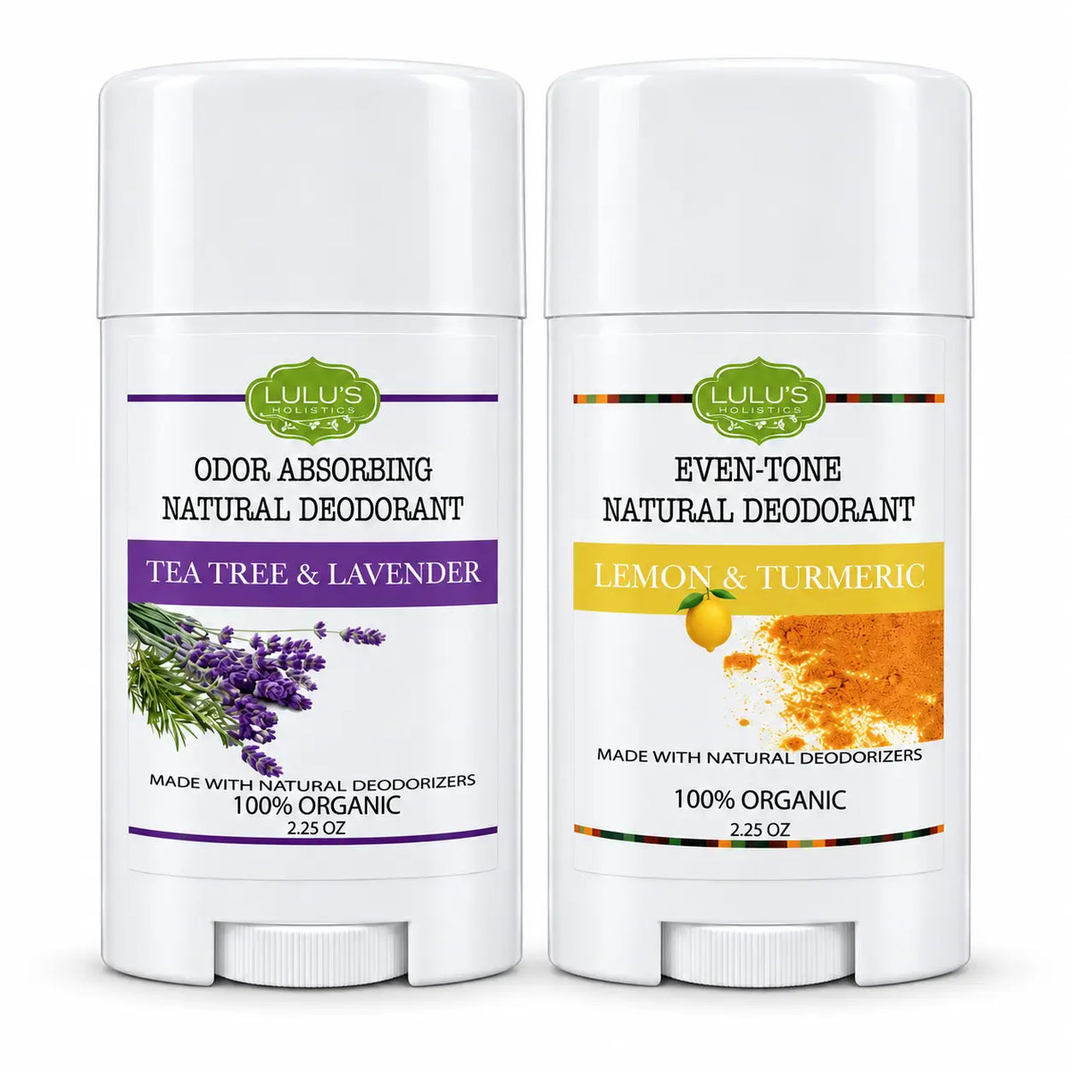Lulu's Holistics Aluminum-Free Deodorant Duo – Lemon Turmeric + Tea Tree Lavender (2 x 2.65oz)-Lulu's Holistics Aluminum-Free Deodorant Duo – Lemon Turmeric + Tea Tree Lavender (2 x 2.65oz)