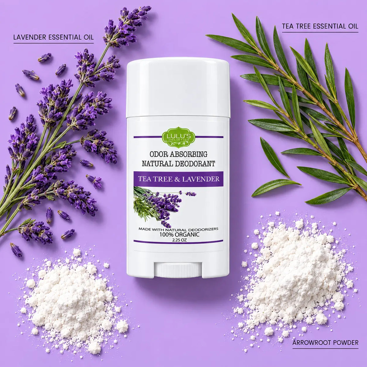 Lulu's Holistics Tea Tree & Lavender Aluminum-Free Deodorant (2.65oz)-Lulu's Holistics Tea Tree & Lavender Aluminum-Free Deodorant (2.65oz)