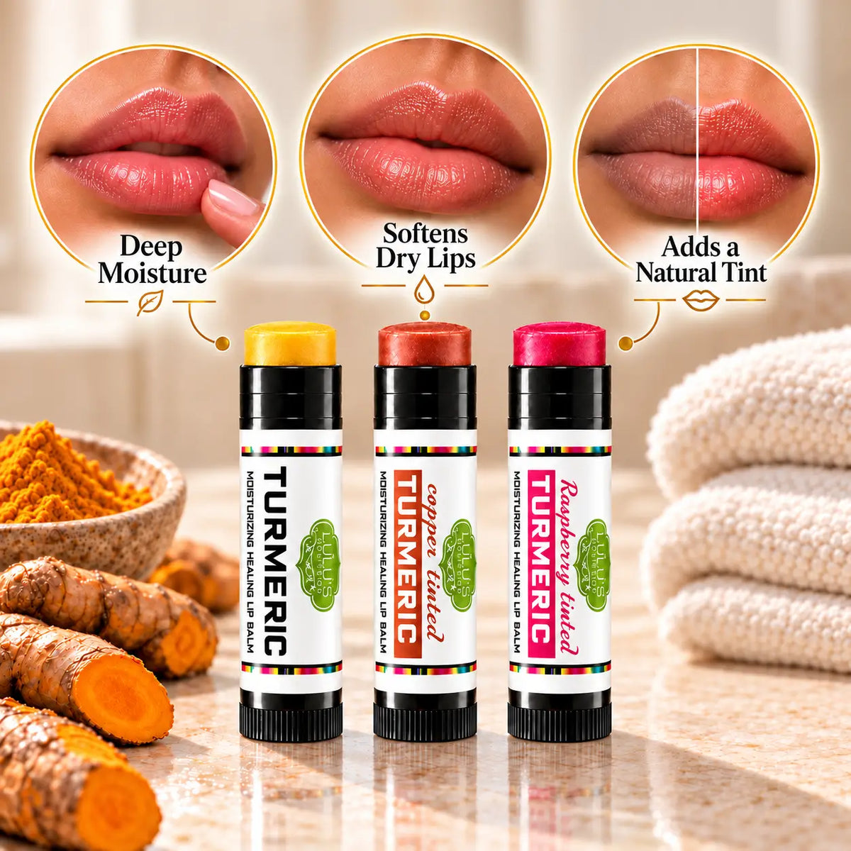 Lulu's Holistics Turmeric Moisture-Lock Conditioning Lip Balm Variety 3-Pack Bundle-Lulu's Holistics Turmeric Moisture-Lock Conditioning Lip Balm Variety 3-Pack Bundle