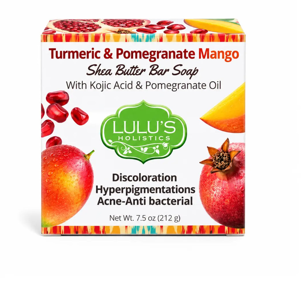 Lulu's Holistics Pomegranate Mango Turmeric Kojic Shea Butter Bar Soap – Brightening Cleanse-Lulu's Holistics Pomegranate Mango Turmeric Kojic Shea Butter Bar Soap – Brightening Cleanse