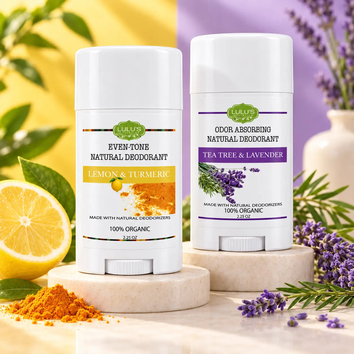 Lulu's Holistics Aluminum-Free Deodorant Duo – Lemon Turmeric + Tea Tree Lavender (2 x 2.65oz)-Lulu's Holistics Aluminum-Free Deodorant Duo – Lemon Turmeric + Tea Tree Lavender (2 x 2.65oz)