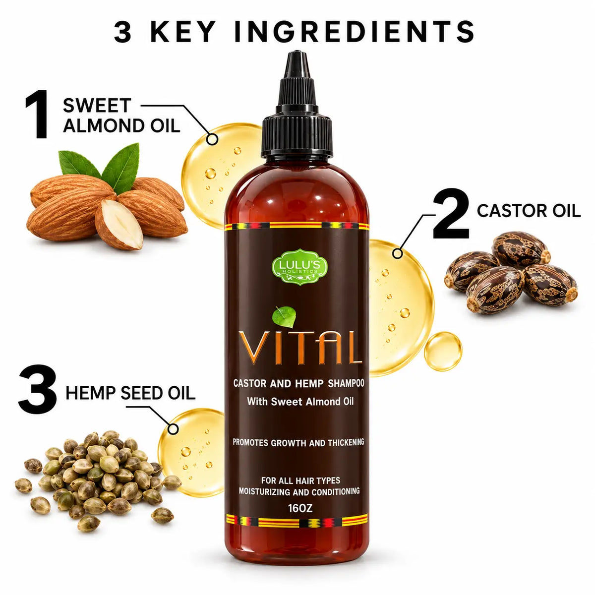 Lulu's Holistics Vital Castor & Hemp Strengthening Shampoo (16oz)-Lulu's Holistics Vital Castor & Hemp Strengthening Shampoo (16oz)