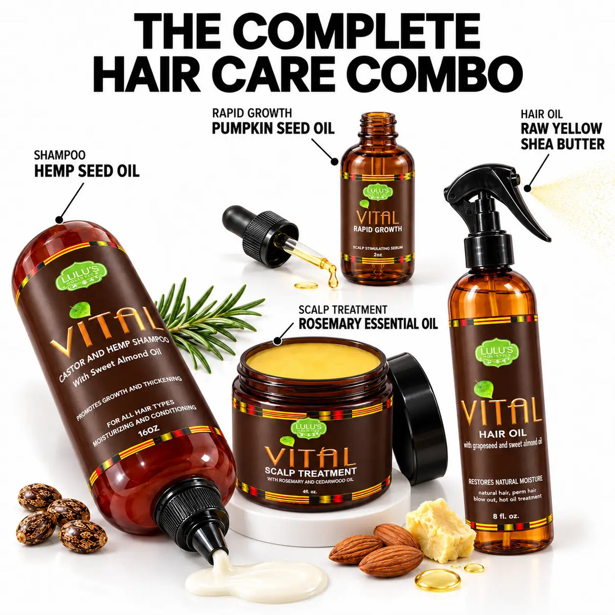 Lulu's Holistics Vital Hair & Scalp Conditioning Complete 4-Piece Routine Box-Lulu's Holistics Vital Hair & Scalp Conditioning Complete 4-Piece Routine Box