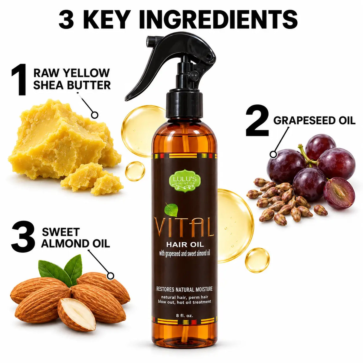 Lulu's Holistics Vital Conditioning & Strengthening Treatment Oil (8oz)-Lulu's Holistics Vital Conditioning & Strengthening Treatment Oil (8oz)