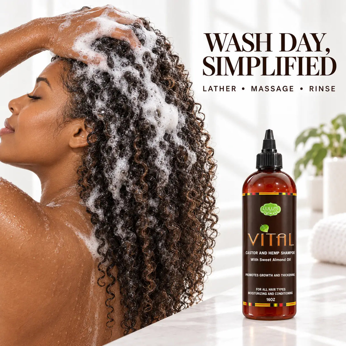 Lulu's Holistics Vital Castor & Hemp Strengthening Shampoo (16oz)-Lulu's Holistics Vital Castor & Hemp Strengthening Shampoo (16oz)
