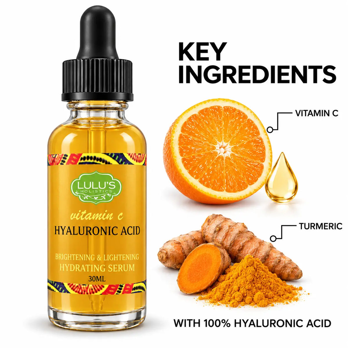 Lulu's Holistics Vitamin C & Turmeric Hyaluronic Acid Brightening Radiance Serum (30ml)-Lulu's Holistics Vitamin C & Turmeric Hyaluronic Acid Brightening Radiance Serum (30ml)
